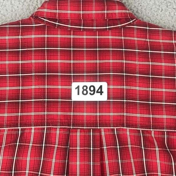 Wrangler Rugged Wear Shirt Size L Wrinkle Resist Long Sleeve Red Plaid - Picture 10 of 10